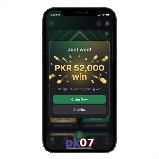 Main screen of Pk07 win page for PK players